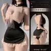 Lingerie deslumbrante, sexy e sedutora, perfeita para seios pequenos, com design de cheongsam, não precisa tirar, renda sedutora com fenda, um uniforme brincalhão e flirtador