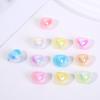 Cuentas perforadas de acrílico con forma de corazón de melocotón, chapadas en color AB, con forma de corazón, con agujero en forma de cruz, para pulsera de teléfono móvil, accesorios de joyería hechos a mano.