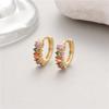 Cross-border temperamento de alto nível moda orelha fivela cobre chapeado 14K ouro micro inlay cor brincos de zircão brincos atacado