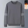 Moletons Masculinos de Outono e Inverno, Camisetas Versáteis Largas Casuais Tendência, Blusas de Gola Redonda, Camisas Base Estilo Veludo Bonitas