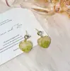 Moda Caliente Venta Fresco Amarillo-Verde Degradado Corazón Pendientes Pendientes de Gama Alta Pequeña Cantidad Sentido del Diseño Pendiente Versátil