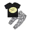 Entrega de peça única primavera e verão Comércio exterior fornecimento INS roupas infantis meninos e meninas bebê macacão de manga curta camiseta estampada calças