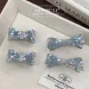Corea del Sur Lujo Ligero Industria Pesada Clip de Pato Completo de Diamante Azul Océano Clip para Flequillo Lateral Combinable Accesorios para el Cabello