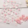 Pegatinas para Uñas de Flores Frescas Rosas 5D Estampado Estéreo Flor de Cerezo Rosa Pegatinas para Manicura DIY Estilo Joyería Sl
