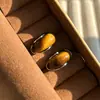 Pendientes Ovalados de Piedra Ojo de Tigre Nuevos de Otoño e Invierno, Pendientes Minimalistas de Nicho Estilo Maillard, Lujo Ligero Estilo de Nicho Versátil para Mujeres