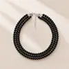 Collar de perlas de imitación multicapa estilo Xiaoxiang, joyería cheongsam vintage de tres capas, cadena de clavícula de moda, joyería con cadena de cuentas de bolas para mujer