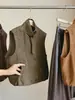 Chaleco de moda vintage de gamuza con cuello alto de doble botonadura para mujer, nuevo estilo otoño e invierno, holgado y versátil, adecuado para usar en capas