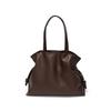 Bolsos Nicho Coreano Nicho Diseño Cuero Genuino Bolso de Mujer Bolso Plisado Bolso de Hombro de Piel de Vaca Bolso Tote con Cordón de Gran Capacidad