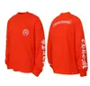 Versión Correcta de 25S Marca de Moda Corazón Cromado Algodón Puro de Doble Hilo de Alta Calidad Camiseta de Manga Larga Estampada para Hombre y Mujer