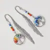 Árbol de la Vida de Grava de Cristal Natural Marcapáginas Corazón de Cristal Aleación Pluma Estilo Europeo y Americano Retro Marcapáginas Joyería al por Mayor