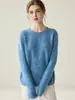 Suéter de Cachemira de Cuello Redondo para Mujer, Nuevo Suéter de Punto Pulóver Holgado Otoño/Invierno, Top de Manga Larga 100% Cachemira Pura