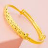 Pulsera sencilla de latón chapado en oro puro, color arena dorada, de pavo real, para madre, estilo étnico, boda, novia, cloisonné, de empuje y tirón, para mujer