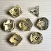 Juego de Dados Poliedros D&D con Patrón de Mármol, Color Mixto Transparente D4D6D8D10D12D20 Caras, Coc, Juego de Mesa, Juego de Siete Piezas