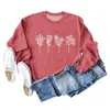 Amazon Wish Tamanho Europeu Feminino Gola Redonda Outono e Inverno Roupas Femininas Comércio Exterior Europeu e Americano Estampa de Quatro Flores Moletom Casual de Manga Longa