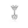 Anillos de Ombligo de Mariposa Estilo Europeo y Americano para Mujeres, Joyería de Piercing de Ombligo Incrustada de Diamantes, Transfronterizo