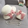 Sombrero de sombrilla para niños de primavera y verano, sombrero de paja para niñas de 3 a 6 años, bolso para bebé, protector solar, sombrero de pescador de ala grande