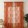 Cortinas Voil de Renda Estilo Campo Francês Sala de Estar Quarto Varanda Janela de Canto Semi-Blackout Cortina de Janela Voil Transparente Franja com Babados