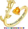 Anillo de Rosa Personalizado Elegante Europeo y Americano con 12 Piedras del Zodíaco 2026 Anillo Personalizado de Moda Versátil Estilo Lujo Ligero para el Temperamento de las Mujeres