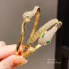 Pulseira Banhada a Ouro Real 18K com Zircônia em Formato de Cobra Pulseira Estilo Palácio Retrô Europeu e Americano Luxo Acessível Joias de Alta Qualidade Atacado