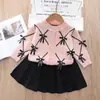 Conjunto de Suéter para Meninas Roupa de Tricô Duas Peças Infantil Novo Estilo de Comércio Exterior Conjunto de Cardigã com Laço para Meninas de 1 a 8 Anos