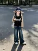 Conjunto de Roupa de Beisebol para Meninas 2026, Novo Conjunto de Duas Peças Casual Estilo Coreano de Jaqueta e Jeans de Perna Larga para Crianças Mais Velhas
