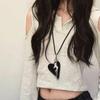 Colar Longo em Forma de Coração Febre de Influenciador Coreano Moda Personalidade Halter Bolinhas Coração Corrente para Suéter