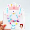 Joyería de collar de perlas de colores para niños, conjunto de pulsera de cuentas para niñas, diadema de dibujos animados, pendientes, accesorios para niñas princesas