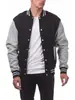Chaqueta de Béisbol con Bloques de Color para Hombre Talla Europea Transfronteriza 2025 Cárdigan Deportivo Chaqueta Sudadera con Botones Forrada de Polar Ropa de Trabajo