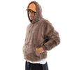 Casaco vintage estilo americano de lã de cordeiro rua solto pelúcia dupla face suéter roupas com capuz casuais masculinas