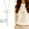 Cadena para Suéter de Collar Largo Geométrico, Accesorio de Lujo de Alta Gama, Versátil y de Moda, Colgante de Perla para Otoño e Invierno