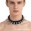 Collar Gargantilla de Cuero de Diseño Único para Mujer, Gargantilla Punk Harajuku Gótico Negro con Pinchos