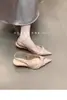 Sandálias Elegantes Francesas de Verão 2025, Novo Estilo, Abertas nas Costas, Bico Fino para Mulheres, Salto Alto de Verão com Bico Fino para Combinar com Vestidos