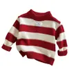 Suéter para Niños 2026 Otoño/Invierno Niños y Niñas Año Nuevo Ropa de Punto Cálida Ropa Interior Base Rayada para Bebé Ropa para Visitar en Año Nuevo