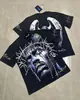 26Ss Tendência Americana High Street Resistente Lavado Vintage Solto Retrô Manga Curta Camiseta Unissex Marca Tendência