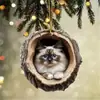 Natal Novo Tipo de Furo Guaxinim Decorações de Natal Enfeites para Árvore de Natal Impressão Plana 2D Acrílico Pequeno Pingente