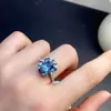 Anel de Topázio Azul London Natural Puro, Tamanho da Pedra Principal: 3*4, 6*7mm, Finamente Montado em Prata 925