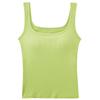 Ropa interior de algodón simple de estilo japonés para mujer con tirantes anchos, transpirable, copa fija, base para niña, versátil, chaleco para uso exterior con almohadilla en el pecho