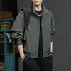 2026 Novo Estilo Jaqueta Masculina Retrô Americana Solta Casaco para Casal Zíper Bidirecional de Alta Qualidade 12 Cores Gola Alta Top Transfronteiriço