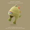 Gorro y bufanda para niños, traje de invierno para niños y niñas, bonito gorro de lana de punto con dinosaurio, gorro cálido con protección para los oídos para bebés