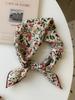 Bufanda cuadrada suave autoajustable floral de algodón y lino peinado, pañuelo decorativo para la cabeza, literario, retro, pequeño, fresco, flor de cintura ins