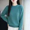 Cross26 Otoño/Invierno Primera Línea Ropa Lista para Usar Suéter de Punto Cuello Redondo para Mujer Manga Larga Jersey Capa Base Versátil Holgado Estilo Caliente