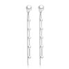 Pendientes Doudou bañados en plata para mujer, estilo coreano, con borlas, elegantes, largos, con perla en la parte posterior, sencillos.