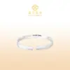Pulseira Aberta Fushi Foot Prata 999.9 Linhas Verticais Côncavas Anel Fino Simples Pulseira Sólida de Prata Pura Listras Verticais Fosco