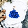 Camiseta Casual para Mujer con Estampado Floral Elegante Lindo de los 90 para Oficina