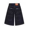 Shorts de mezclilla anchos multibolsillos deconstruidos estilo retro americano para hombres y mujeres, vibe casual versátil primavera-verano pantalones cropped de pierna recta