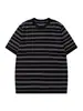 YWFG marca de moda 202G coreana casual fina de rayas claras 2026 primavera nuevo estilo nacional holgada cuello redondo manga corta camiseta