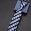 Gravata preta masculina de fábrica listrada azul Gravata de negócios gravata com zíper preguiçoso atacado de pontos fácil de puxar