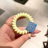Color fluorescente estilo coreano línea telefónica Anillo para el pelo etiqueta de tela cara sonriente color de contraste cuerda de cabeza colorida banda de cuero para el pelo de niña linda