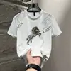 Seda de Gelo Verão Tendência Marca Masculina Manga Curta Novo Casual Gola Redonda Secagem Rápida Slim Fit Camiseta Top Manga Curta Camiseta Masculina