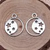 17X17Mm 1.4g Accesorios para Joyería Hecha a Mano DIY Sol, Luna y Estrellas Corte Redondo Colgante de Luna y Estrella